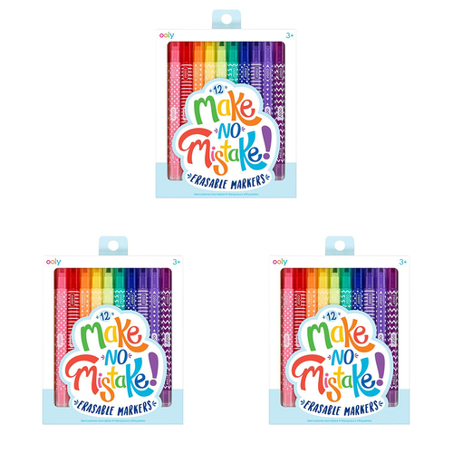 3x 12pc Ooly Make No Mistake Erasable Markers Colouring Set 3y+