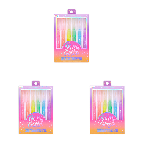 3x 6pc Ooly Kids Oh My Glitter Highlighter Marker Pen Set 6y+