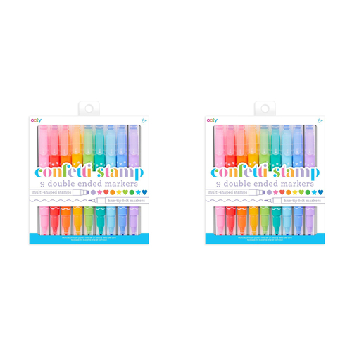 2x 9pc Ooly Double-Ended Coloured Marker Pens - Confetti Stamp 6y+