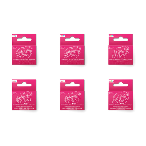 6x 5pc Ooly Splendid Fountain Pen Refill Ink Cartridges - Pink