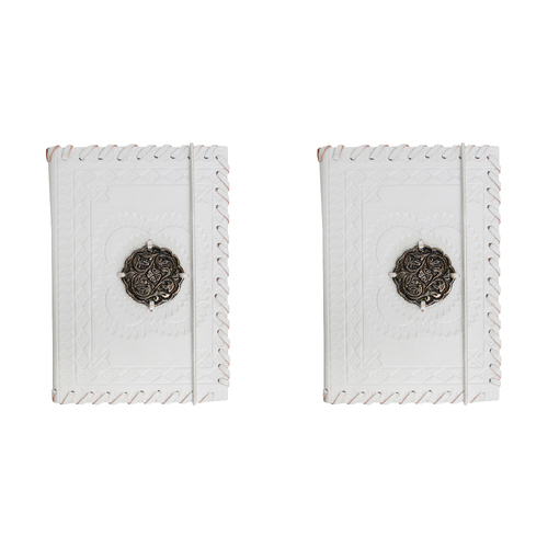 2PK LVD Leather Writing Notebook Office Stationery 15cm - White Medal