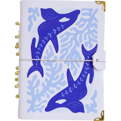 LVD Leather Notebook Writing Stationery 18x13cm - Blue Whale