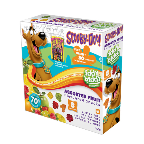 8PK Iddy Biddy Scooby-doo Assorted Fruit Flavoured Gummies/Snacks 160g