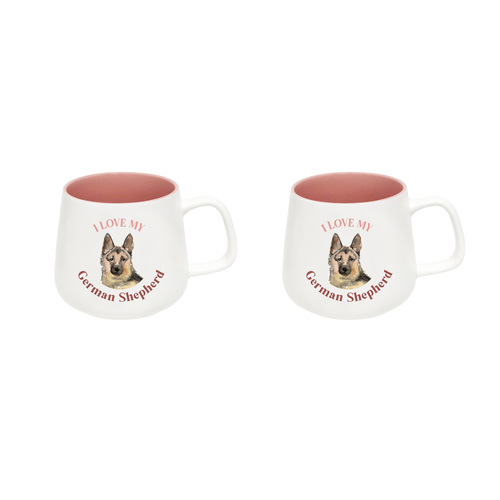 2PK Splosh I Love My German Shepherd 12cm Dog Hot/Cold Drinking Ceramic Mug