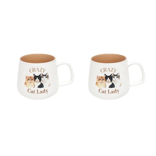 2PK Splosh I Love My Crazy Cat Lady 12cm Hot/Cold Drinking Ceramic Mug