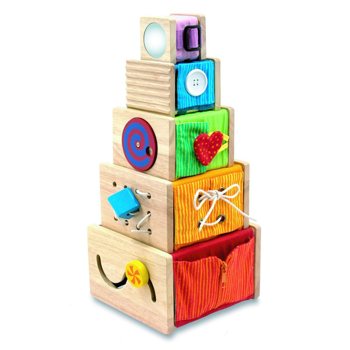 5pc Im Toy Activity Stackers Wooden Boxes Kids 18m+