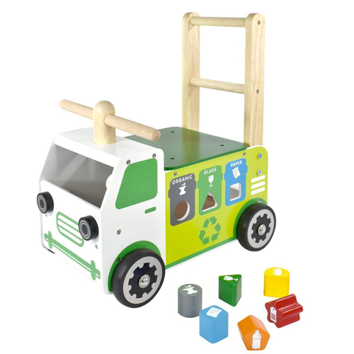 Im Toy 52cm Wood Walk & Ride Recycling Truck Sorter Kids Ride-On Toy 12m+