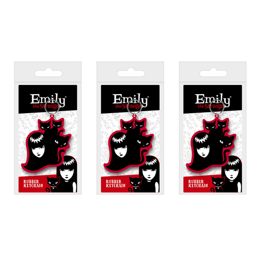 3PK Emily The Strange and Cats Adult Alternative Cartoon Novelty Keyring Set 