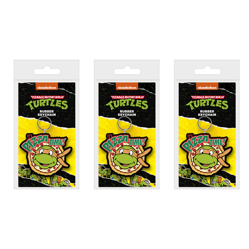 3PK Teenage Mutant Ninja Turtles Pizza Time Themed Kids Cartoon Keyring Set