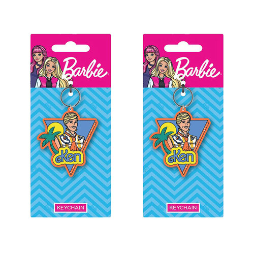 2PK Barbie Retro Ken Soft Rubber PVC Collectable Keyring