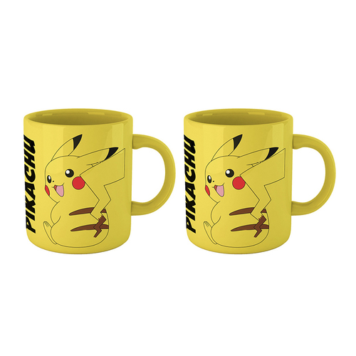 2PK Pokemon Video Game/Cartoon Themed Character Coloured Mug Pikachu 300ml