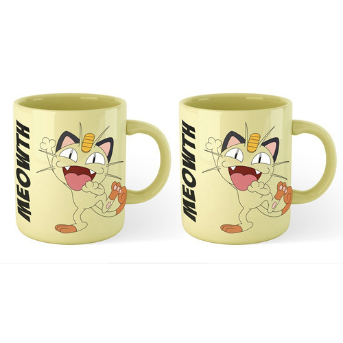 2PK Pokemon Video Game/Cartoon Themed Character Full Coloured Mug Meowth 300ml