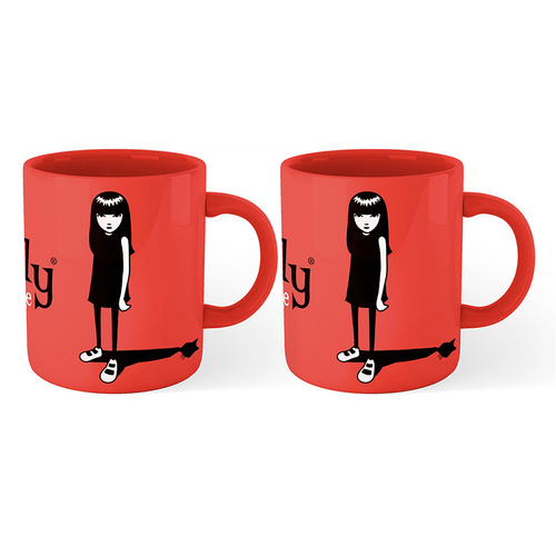 2PK Emily The Strange Cat Shadow Red Themed Coffee Mug Drinking cup 300ml