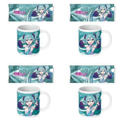 4PK Hatsune Miku Blue Ceramic Mug Coffee/Milk Drinking Cup 9x11cm