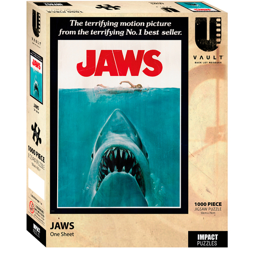 1000pc Jaws Puzzle One Sheet Set Shark and Human 50x70cm 3y+