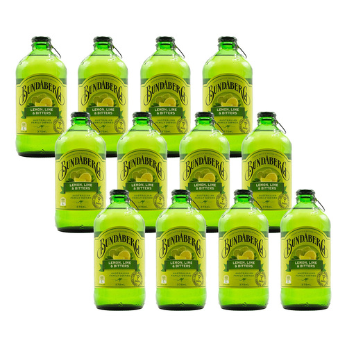 12PK Bundaberg 375ml Lemon Lime & Bitters Non-Alcoholic Flavoured Drink