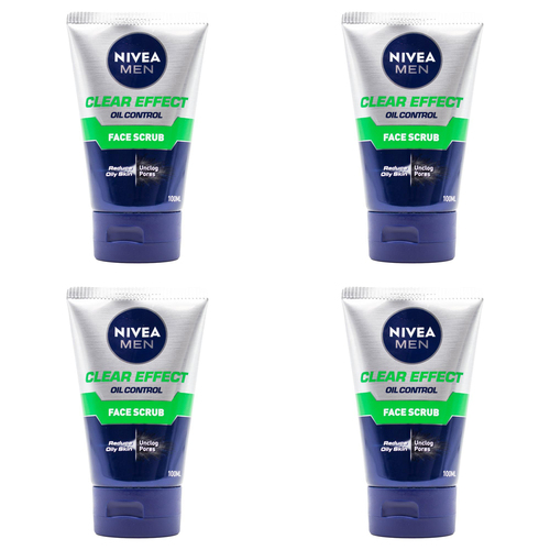 4PK Nivea Men 100ml Face Scrub Clear Effect Oil Control Cleanser