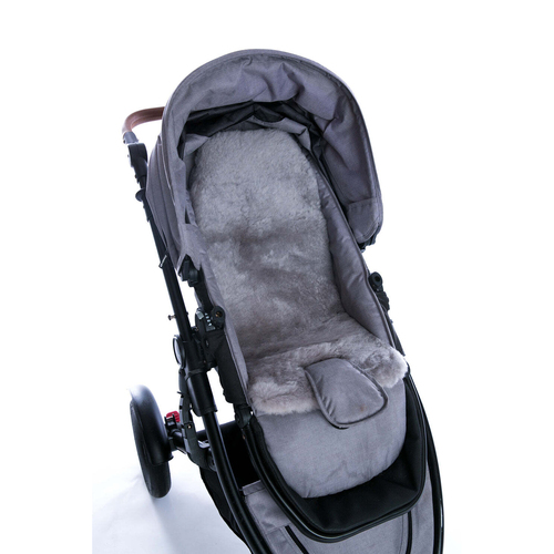 Auskin Tykes Sheepskin Pram Liner Seat Pad 70x30cm - Mid Grey