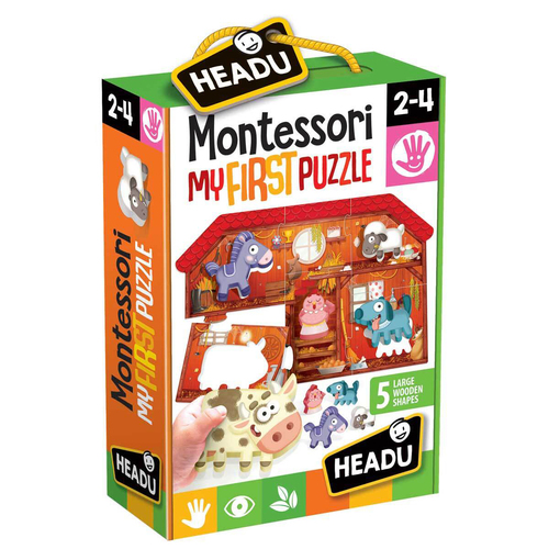 Headu Montessori My First Puzzle The Farm Wooden Shapes Kids 2-4y