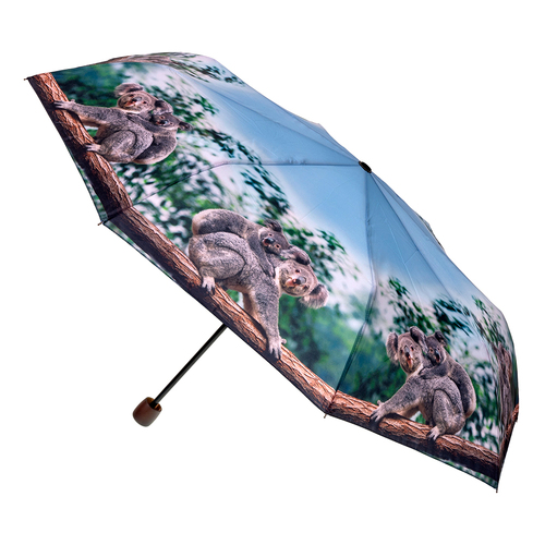 Clifton UPF50+ Koala Print Mini Maxi w/ Dark Wood Handle Umbrella