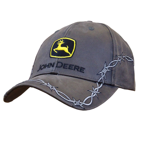 John Deere Oilskin Cap with Construction Logo-Charcoal