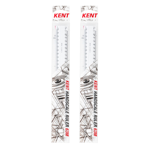 2PK Kent 30cm Double/Sided Oval Hand Scale 63M 1:1,100,20,200,25,250,50,500