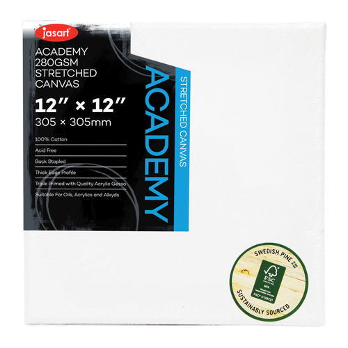 Jasart Academy 18x24" Thin Edge Cotton Stretched Canvas 280GSM - White