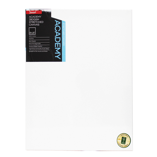 Jasart Academy 24x30" Thin Edge Cotton Stretched Canvas 280GSM - White