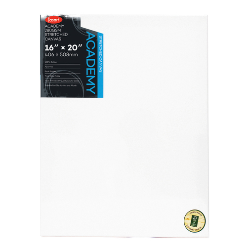 Jasart Academy 16x20" Thick Edge Cotton Stretched Canvas 280GSM - White