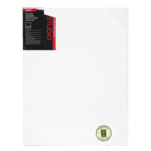 Jasart Studio 14x18" Thin Edge Cotton Stretched Canvas 380GSM - White