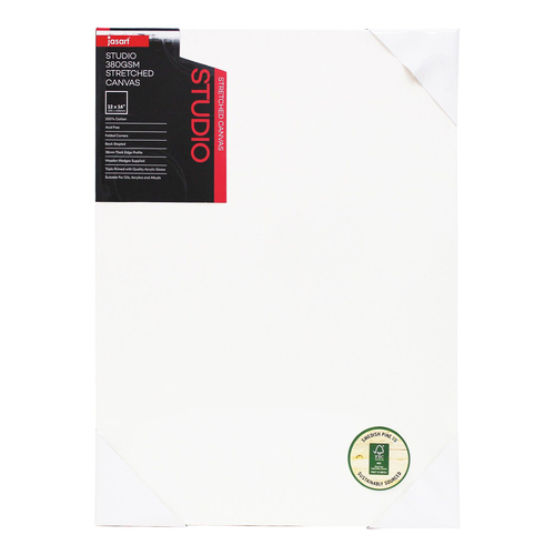 Jasart Studio 12x16" Thick Edge Cotton Stretched Blank Canvas 380GSM White