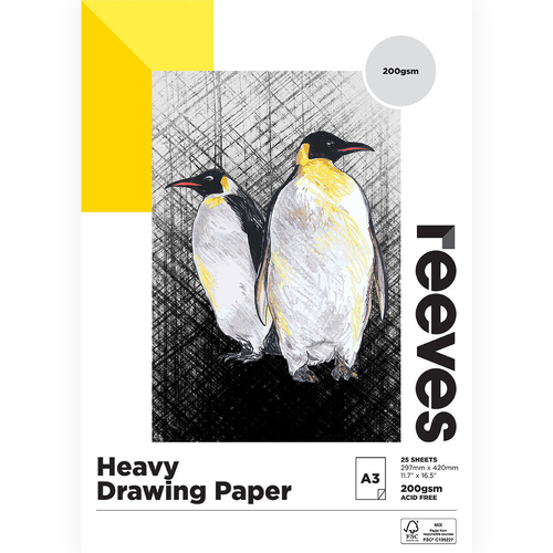 Reeves Heavy Draw Pad 200gsm 25 Sheets A3 Craft Paper