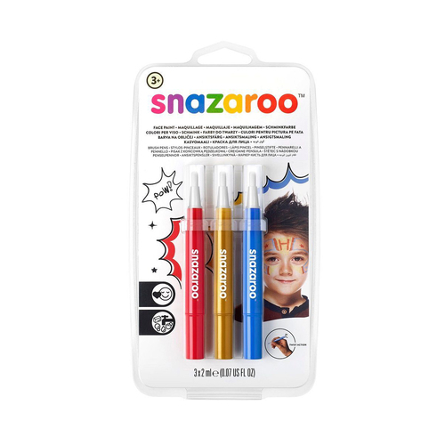 3pc Snazaroo Face Paint Brush Pen Adventure Themed 2ml