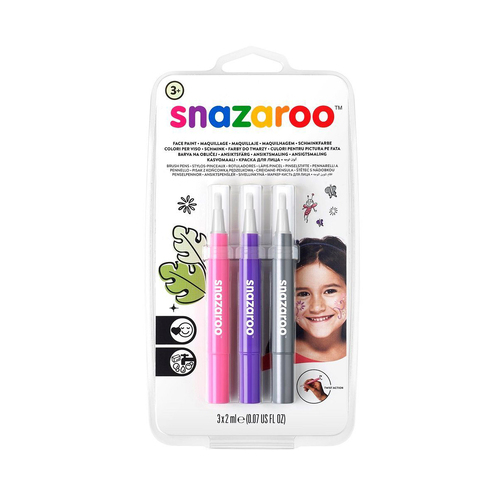 3pc Snazaroo Face Paint Brush Pen Fantasy Themed 2ml