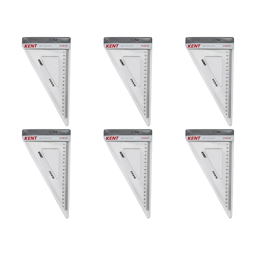 6PK Kent Set Square 210mm 60 Deg Home/School Drawing/Design