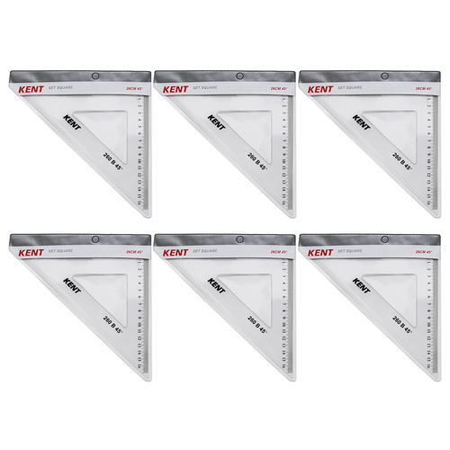 6PK Kent Set Square 260mm 45 Deg Home/School Drawing/Design