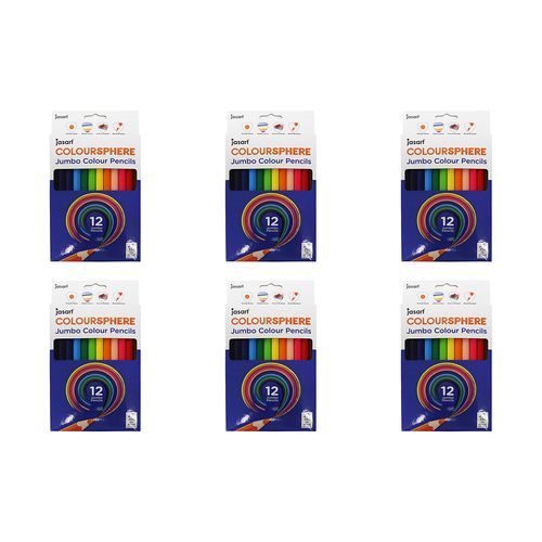 6x 12pc Jasart Coloursphere Jumbo Colour Pencil Set - Triangular