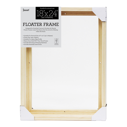 Jasart Thin Edge Artwork 18x24" Floater Frame Wood - Natural