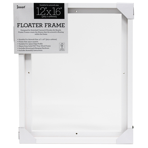 Jasart Thin Edge Artwork 12x16" Floater Frame Wood - White