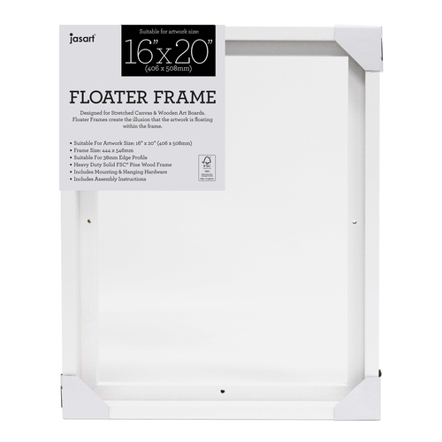 Jasart Thin Edge Artwork 16x20" Floater Frame Wood - White