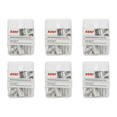 6x 30pc Kent Precision Eraser Refills 5mm Home/School Drawing/Design