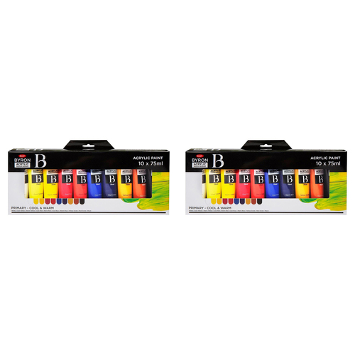 2x 10pc Jasart Byron 75ml Acrylic Paint Tube Set Medium-Bodied