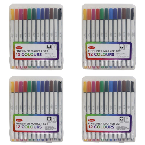 4x 12pc Jasart Fineliner 0.4mm Marker Quick-Drying Set