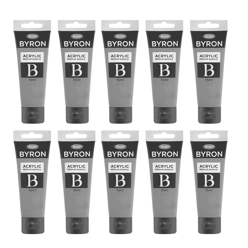 10PK Jasart Byron 75ml Acrylic Paint Tube Art/Craft - Black