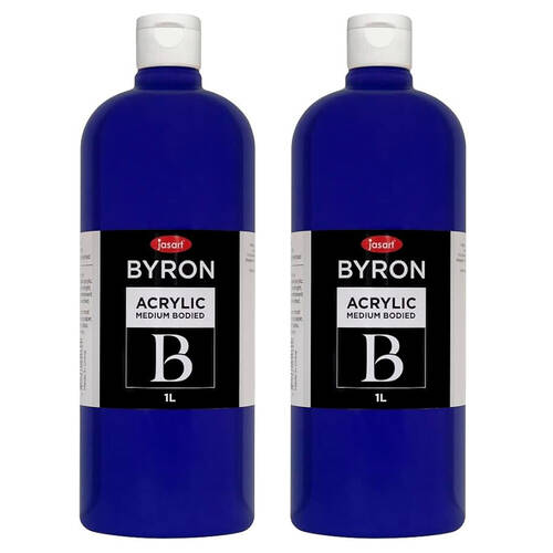 2PK Jasart Byron 1L Acrylic Paint Bottle Medium-Bodied - Cool Blue