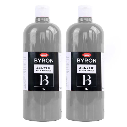 2PK Jasart Byron 1L Acrylic Paint Bottle Medium-Bodied - Burnt Umber