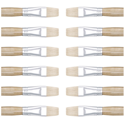 12PK Jasart Hog Bristle Series 579 Flat Paint Brush - Size 8