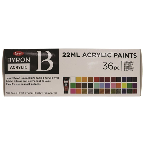 36pc Jasart Byron 22ml Acrylic Paint Tube Set Art/Craft