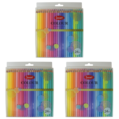 3x 24pc Jasart Studio Art/Craft Colour Pencil Set - Pastel