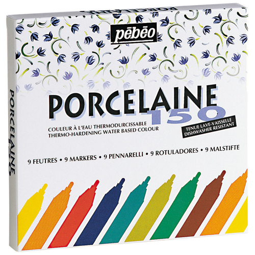 9pc Pebeo Porcelaine 150 Marker 1.2mm Creative Art Painting